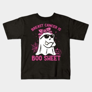 Breast Cancer Is Boo Sheet Breast Cancer Warrior Halloween Kids T-Shirt